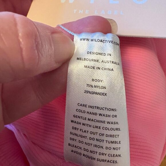 Wilo The Label Pink Ribbed Active Wear Athletic Sports Bra Top Sz S NWT - Picture 3 of 9